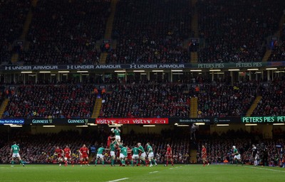 140315 - Wales v Ireland, RBS 6 Nations 2015 - Ireland win a line out during the RBS 6 Nations match against Wales at the Millennium Stadium, Cardiff