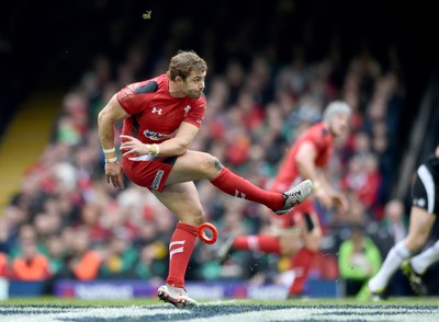 140315 - Wales v Ireland - RBS Six Nations - Leigh Halfpenny of Wales kicks for goal