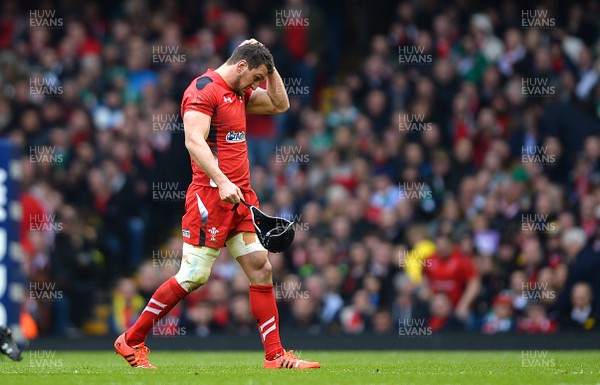 140315 - Wales v Ireland - RBS 6 Nations 2015 -Sam Warburton of Wales leaves the field after receiving a yellow card