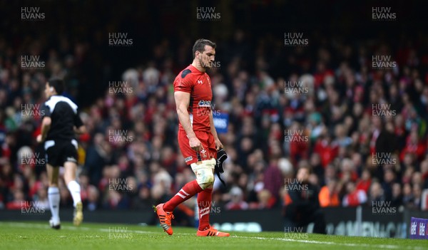 140315 - Wales v Ireland - RBS 6 Nations 2015 -Sam Warburton of Wales leaves the field after receiving a yellow card