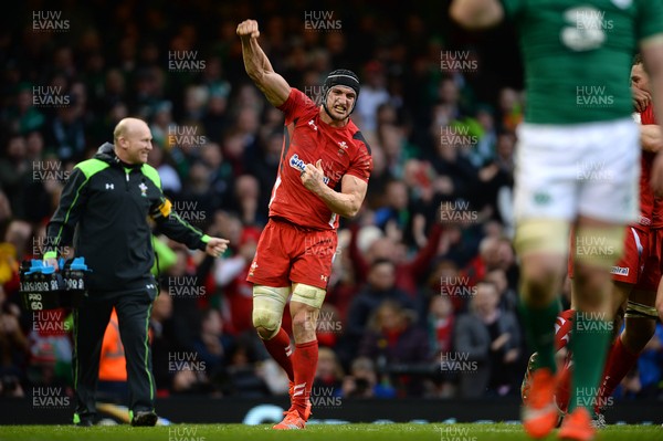 140315 - Wales v Ireland - RBS 6 Nations 2015 -Sam Warburton of Wales celebrates at the final whistle