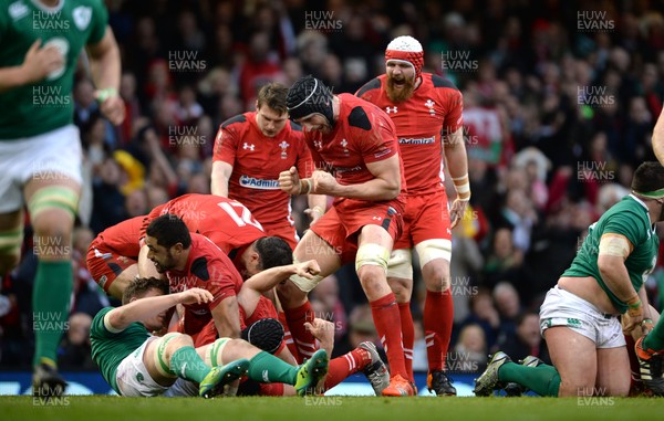 140315 - Wales v Ireland - RBS 6 Nations 2015 -Luke Charteris of Wales celebrates at the final whistle