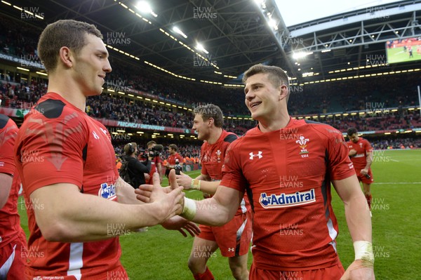 140315 - Wales v Ireland - RBS 6 Nations 2015 -George North and Scott Williams at the end of the game