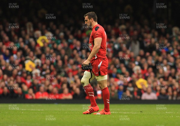 140315 - Wales v Ireland - RBS 6 Nations -Sam Warburton of Wales leaves the field after receiving a yellow card