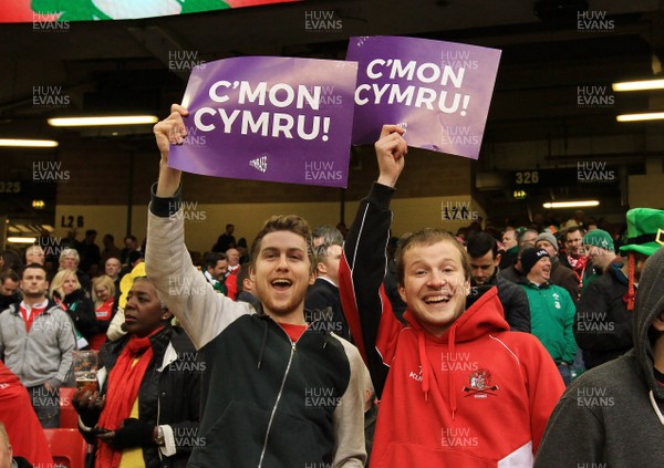 140315 - Wales v Ireland - RBS 6 Nations -Fans of Wales during the game