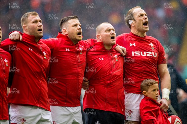 160319 - Wales v Ireland - Guinness Six Nations - Wales  sing their National Anthem 