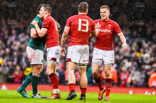 160319 - Wales v Ireland - Guinness Six Nations - Gareth Anscombe of Wales and Jonathan Davies of Wales celebrates