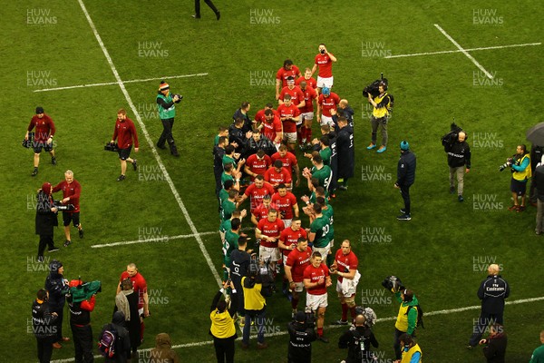 160319 - Wales v Ireland - Guinness Six Nations -  Players of Wales are applauded from the field after winning the 2019 Guinness 6 Nations 