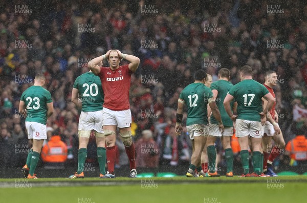 160319 - Wales v Ireland, Guinness Six Nations Championship 2019 - Alun Wyn Jones of Wales shows the relief of the win on the final whistle