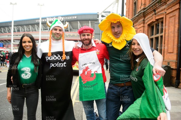 160319 - Wales v Ireland - Guinness Six Nations - Wales and Ireland fans ahead of the match 