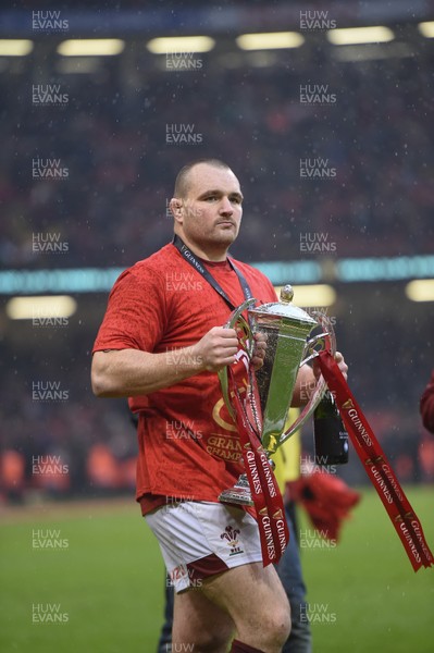 160319 - Wales v Ireland - Guinness Six Nations - Ken Owens of Wales  celebrates winning the Guinness Six Nations and the Grand Slam