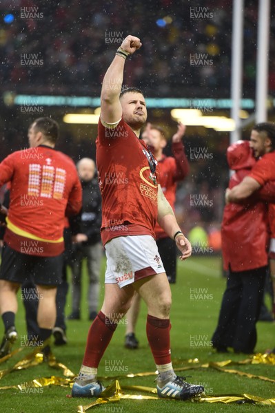 160319 - Wales v Ireland - Guinness Six Nations - Rob Evans of Wales  celebrates winning the Guinness Six Nations and the Grand Slam