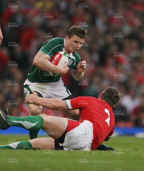 21.03.09 Wales V Ireland... Wales' Matthew Rees tackles Brian O'Driscoll. 