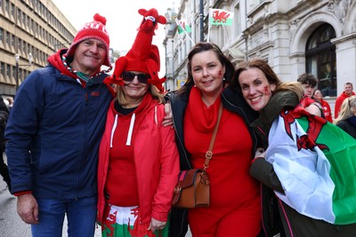 220225 - Wales v Ireland - Guinness Six Nations - Fans pose for a photo prior to the game