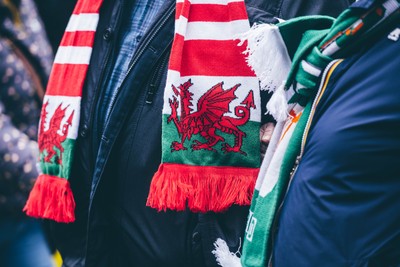 220225 - Wales v Ireland - Guinness Six Nations -  Wales fans ahead of the game