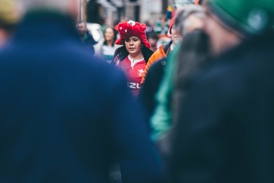 220225 - Wales v Ireland - Guinness Six Nations -  Wales fans ahead of the game