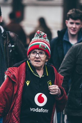 220225 - Wales v Ireland - Guinness Six Nations -  Wales fans ahead of the game