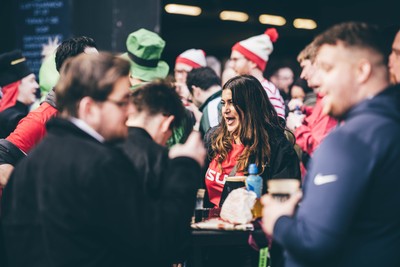 220225 - Wales v Ireland - Guinness Six Nations -  Wales fans ahead of the game