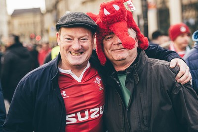 220225 - Wales v Ireland - Guinness Six Nations -  Wales fans ahead of the game