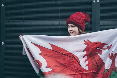 220225 - Wales v Ireland - Guinness Six Nations -  Wales fans ahead of the game