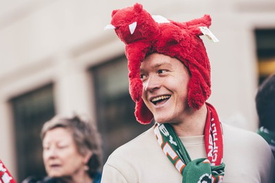 220225 - Wales v Ireland - Guinness Six Nations -  Wales fans ahead of the game