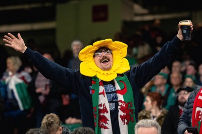 220225 - Wales v Ireland - Guinness Six Nations -  Wales fans during of the game