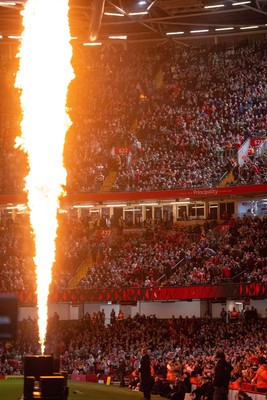 220225 - Wales v Ireland - Guinness Six Nations -  General views of Principality Stadium pyrotechnics