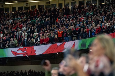 220225 - Wales v Ireland - Guinness Six Nations -  Wales fans during of the game