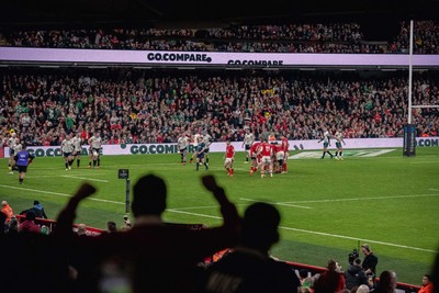 220225 - Wales v Ireland - Guinness Six Nations -  Fans eye view of the stadium during the game 