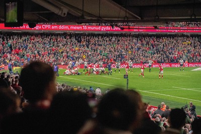 220225 - Wales v Ireland - Guinness Six Nations -  Fans eye view of the stadium during the game 