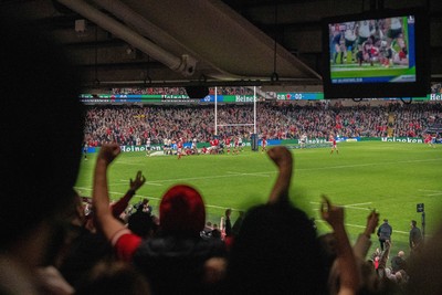 220225 - Wales v Ireland - Guinness Six Nations -  Fans eye view of the stadium during the game 