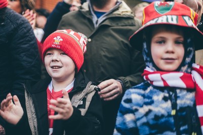 220225 - Wales v Ireland - Guinness Six Nations -  Wales fans ahead of the game