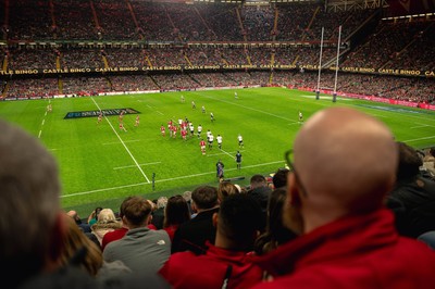 220225 - Wales v Ireland - Guinness Six Nations -  Fans eye view of the stadium during the game 