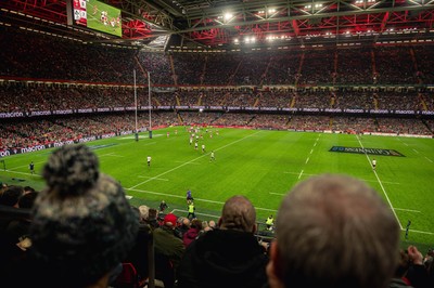 220225 - Wales v Ireland - Guinness Six Nations -  Fans eye view of the stadium during the game 