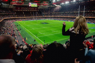 220225 - Wales v Ireland - Guinness Six Nations -  Fans eye view of the stadium during the game 