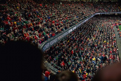 220225 - Wales v Ireland - Guinness Six Nations -  Fans eye view of the stadium during the game 