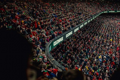 220225 - Wales v Ireland - Guinness Six Nations -  Fans eye view of the stadium during the game 