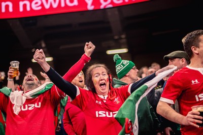 220225 - Wales v Ireland - Guinness Six Nations -  Wales fans during of the game