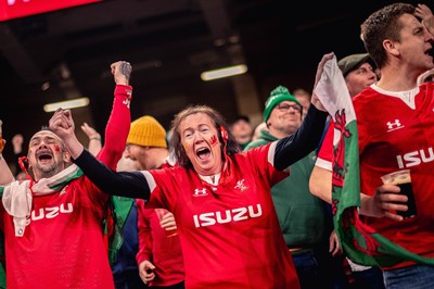 220225 - Wales v Ireland - Guinness Six Nations -  Wales fans during of the game