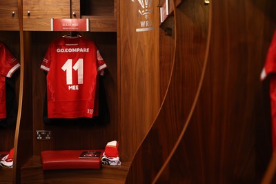 220225 - Wales v Ireland - Guinness 6 Nations Championship - Ellis Mee jersey in the dressing room before the game