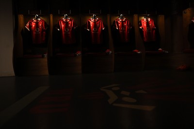 220225 - Wales v Ireland - Guinness 6 Nations Championship - Wales dressing room before the game