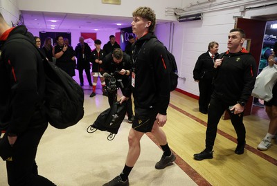 220225 - Wales v Ireland - Guinness 6 Nations Championship - Ellis Mee of Wales arrives at the stadium