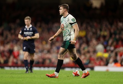 220225 - Wales v Ireland - Guinness 6 Nations Championship - Max Llewellyn of Wales is given a yellow card by Referee Christophe Ridley 