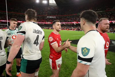 220225 - Wales v Ireland - Guinness 6 Nations Championship - Tomos Williams of Wales at full time