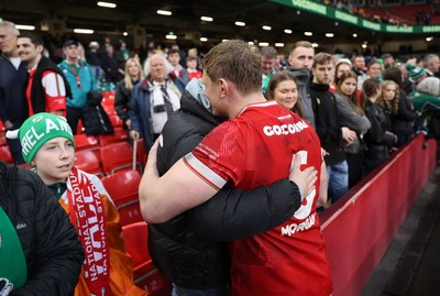 220225 - Wales v Ireland - Guinness 6 Nations Championship - Jac Morgan of Wales with family after the game