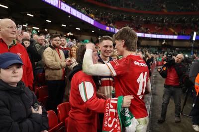 220225 - Wales v Ireland - Guinness 6 Nations Championship - Ellis Mee of Wales with family