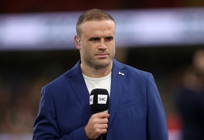 220225 - Wales v Ireland - Guinness 6 Nations Championship - Jamie Roberts working for S4C