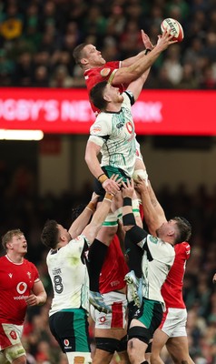 220225  Wales v Ireland, 2025 Guinness Six Nations - Will Rowlands of Wales wins the line out