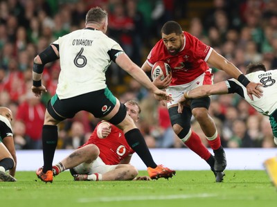 220225  Wales v Ireland, 2025 Guinness Six Nations - Taulupe Faletau of Wales charges forward