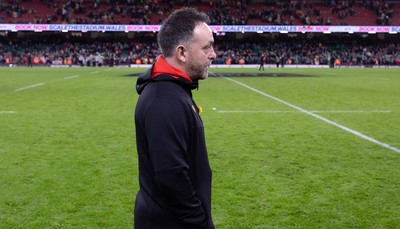 220225  Wales v Ireland, 2025 Guinness Six Nations - Wales interim head coach Matt Sherratt at the end of the match